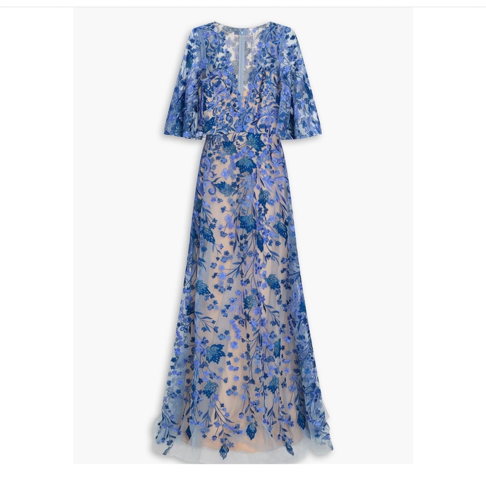 Marchesa Notte sz 8 Embroidered Tulle Gown NWT n